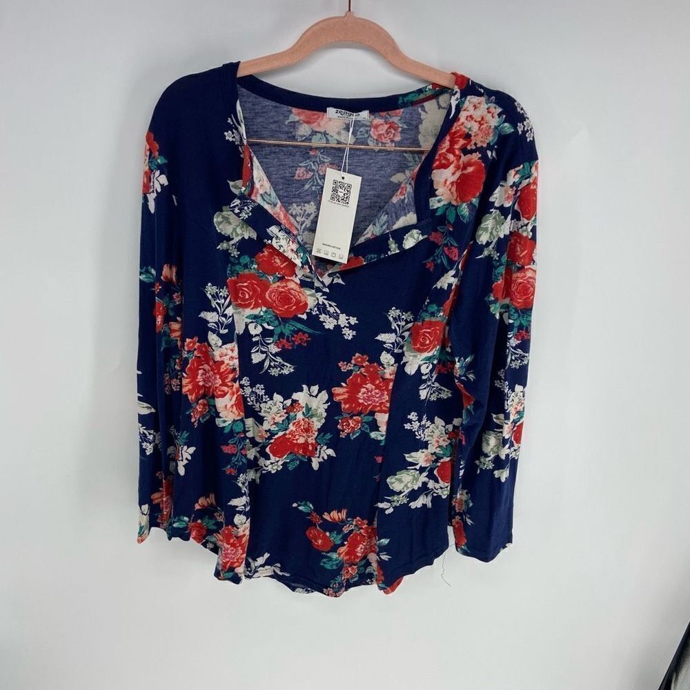 Zeagoo Women's Multicolor Floral Print Long Sleeve Blouse XL